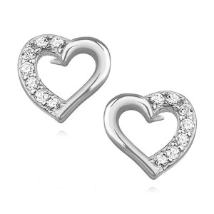 Cercei argint inima cu pietre DiAmanti Z1091ER_W-DIA (Argint 925‰ 1,1 g.)